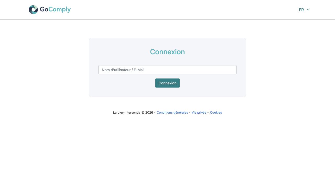Publisher authentication page reached from the GoComply dashboard