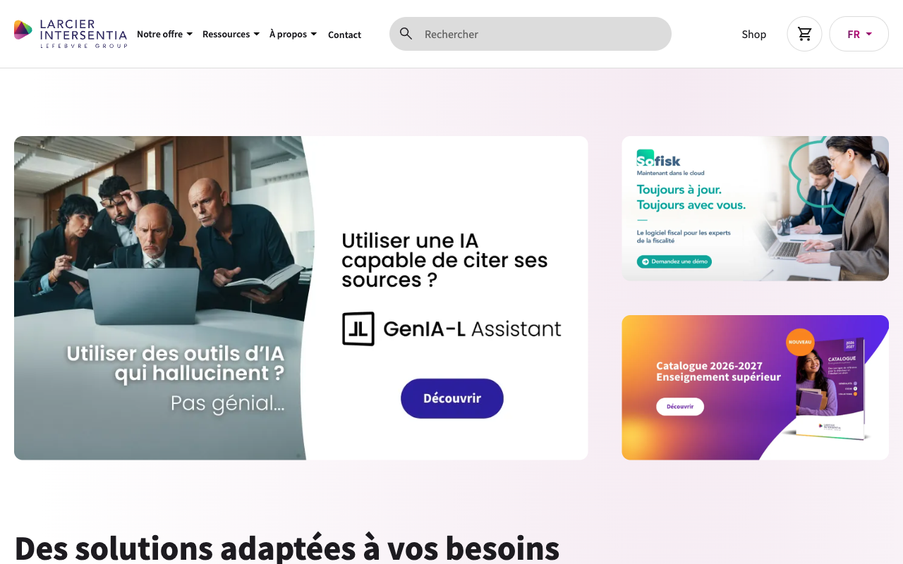General Larcier-Intersentia publisher homepage reached from gocomply.be