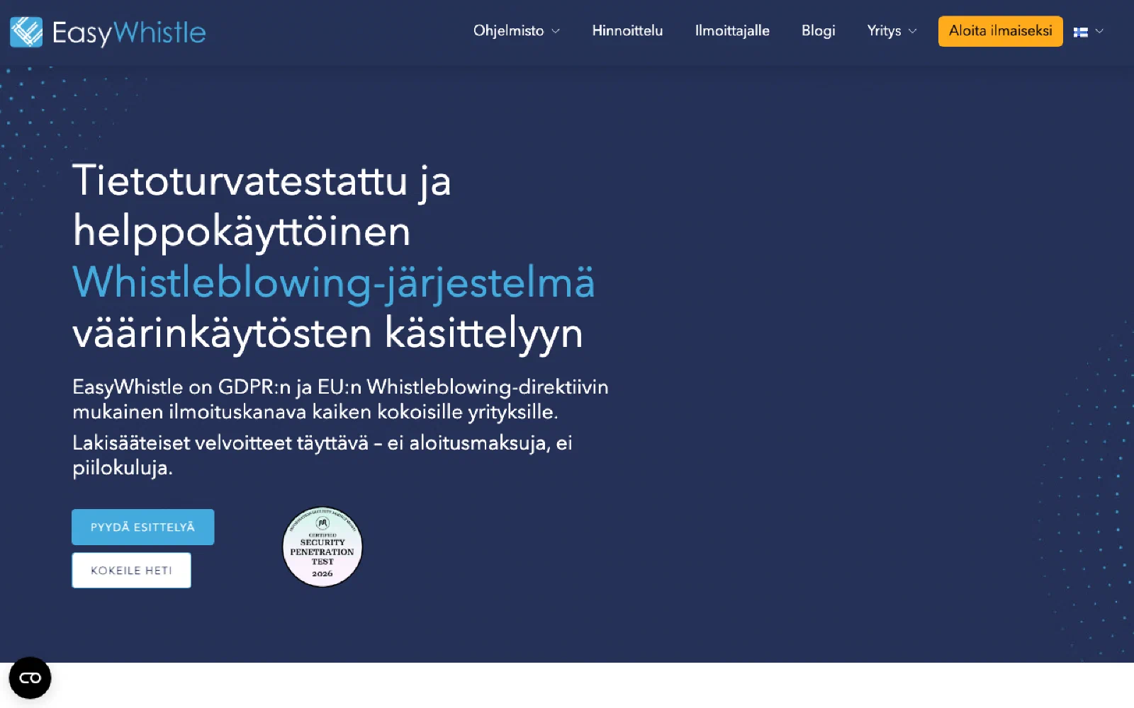 EasyWhistle homepage screenshot