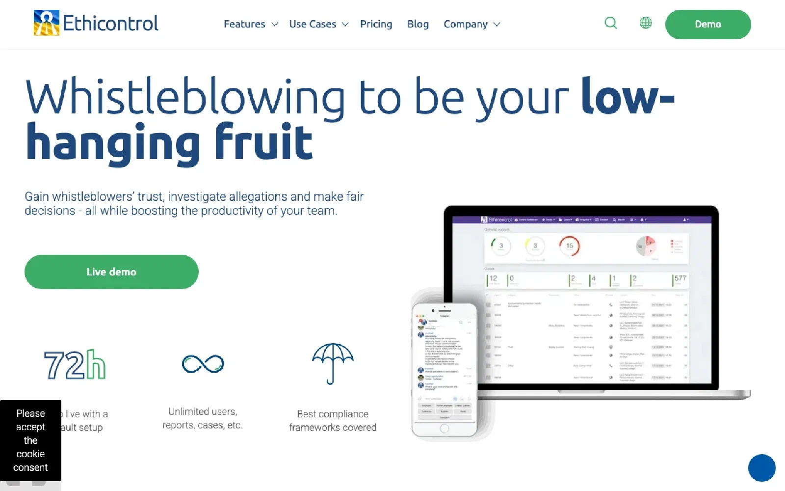 Ethicontrol homepage screenshot