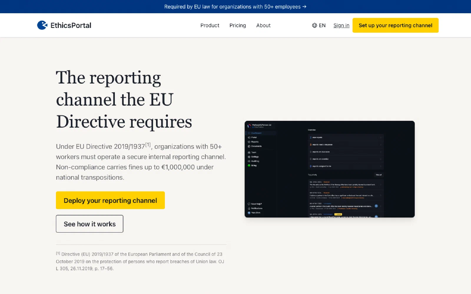 EthicsPortal homepage screenshot