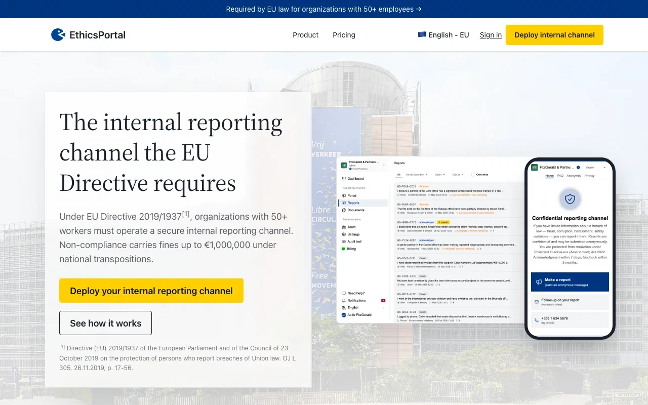 EthicsPortal homepage screenshot