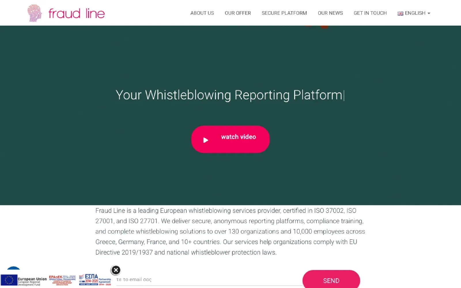 Fraud Line homepage screenshot