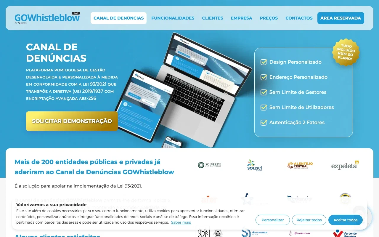 GOWhistleblow homepage screenshot