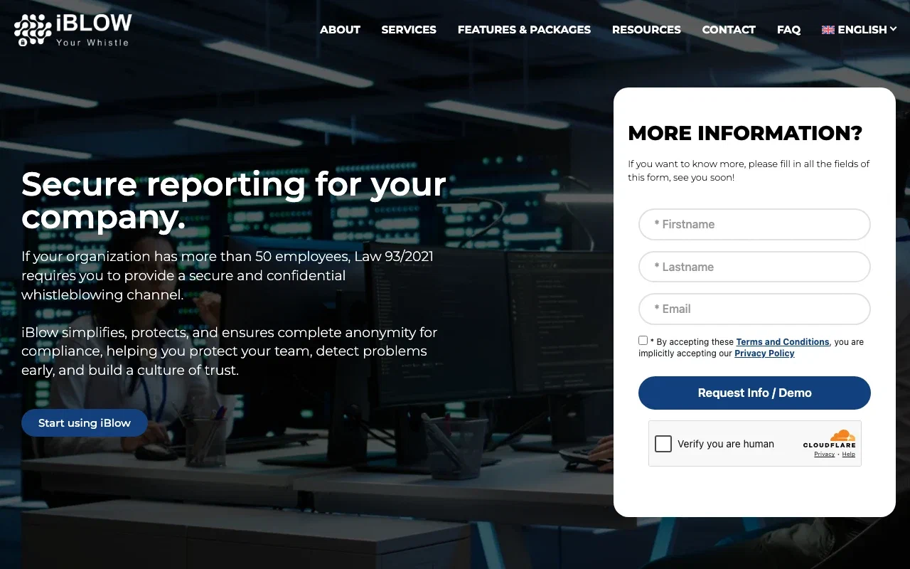iBlow homepage screenshot