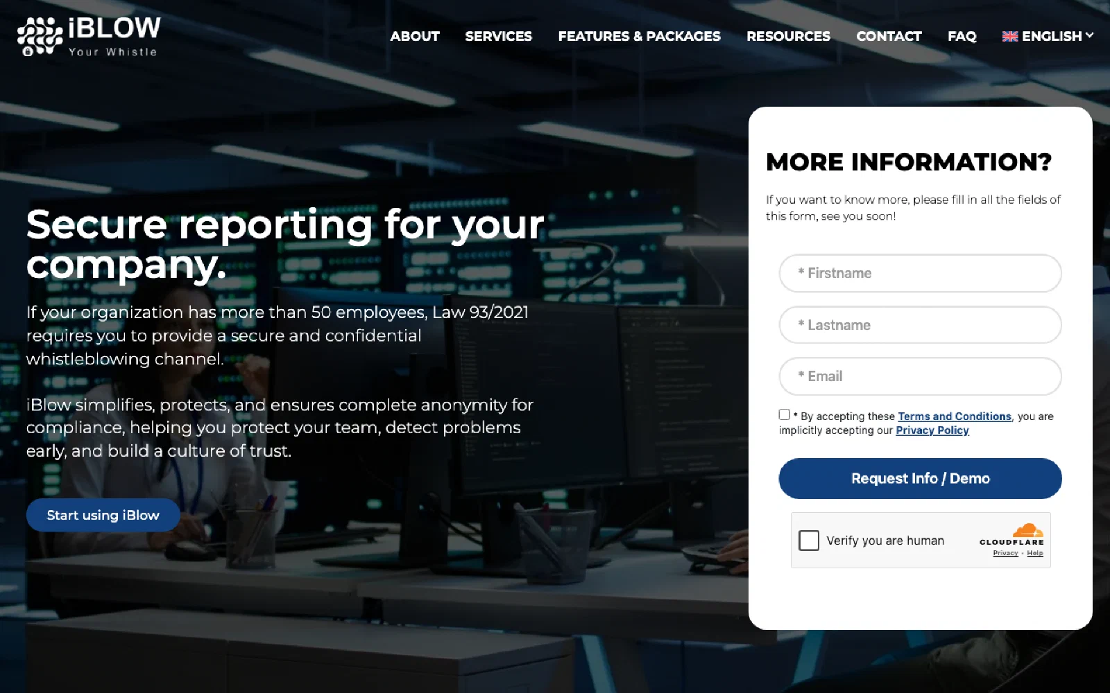 iBlow homepage screenshot