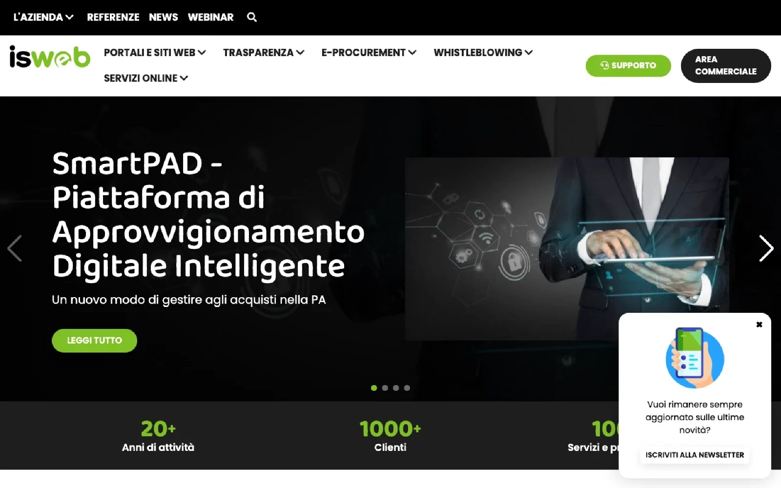 ISWEB homepage screenshot