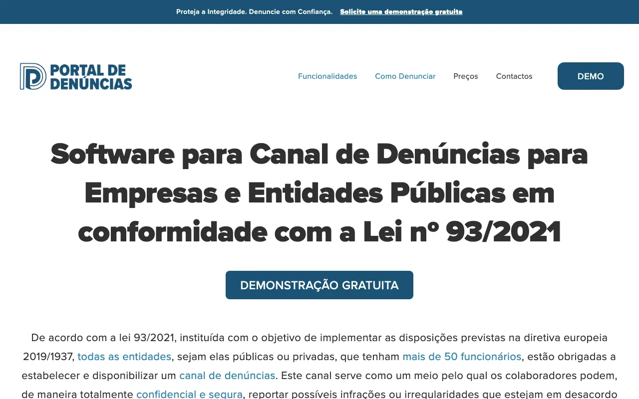 Portal das Denúncias homepage screenshot