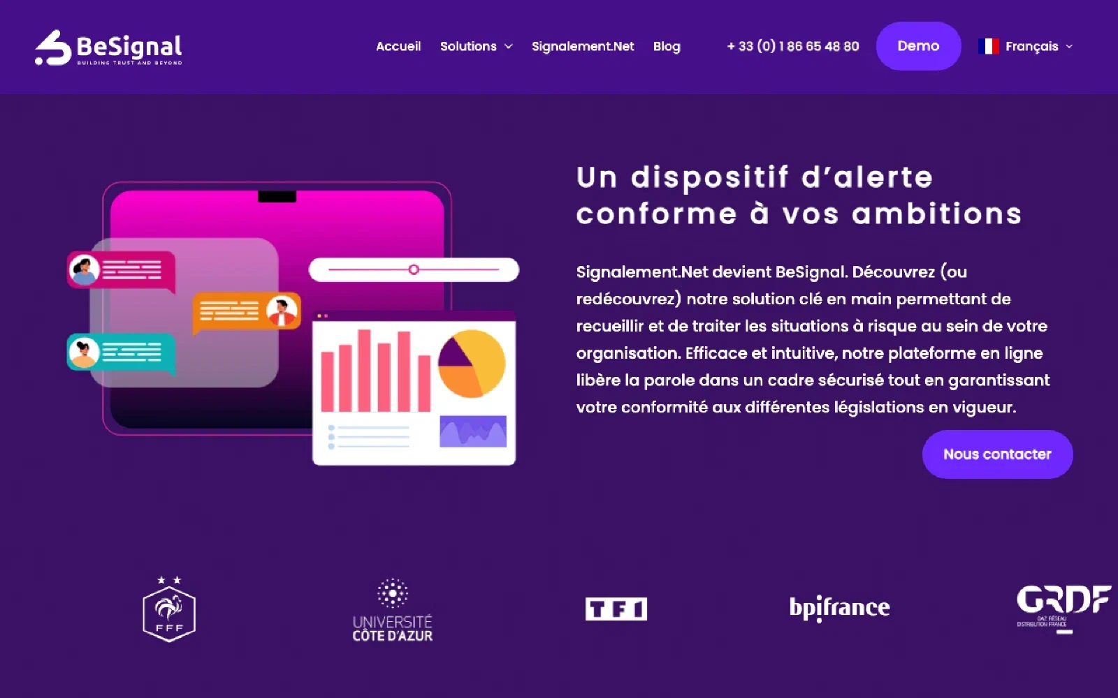 BeSignal homepage screenshot