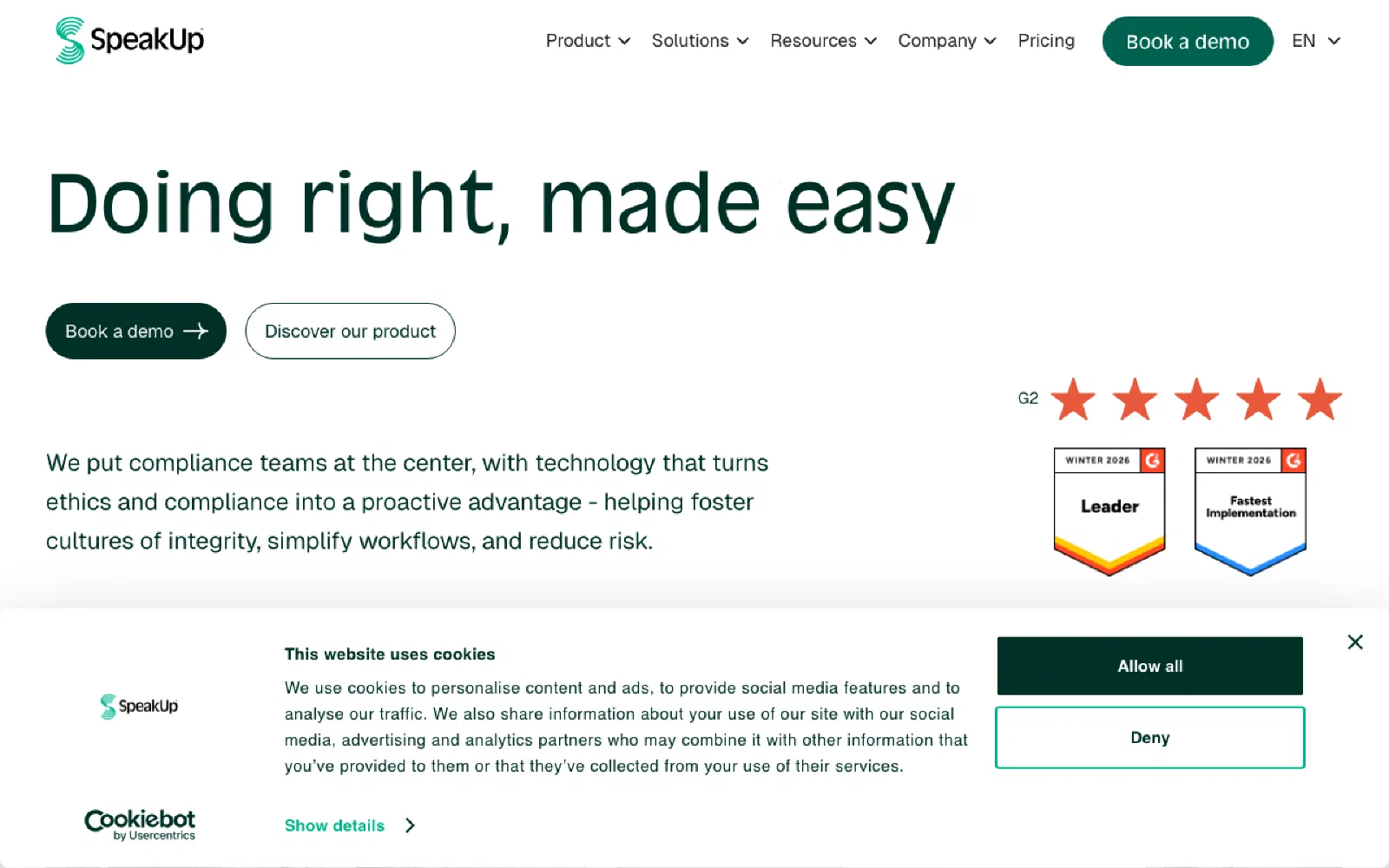 SpeakUp homepage screenshot