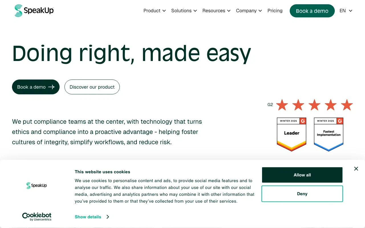 SpeakUp homepage screenshot