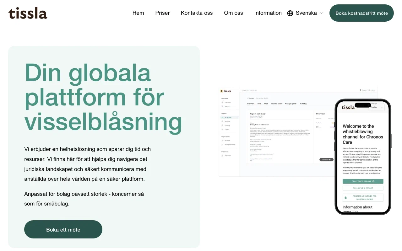 Tissla homepage screenshot