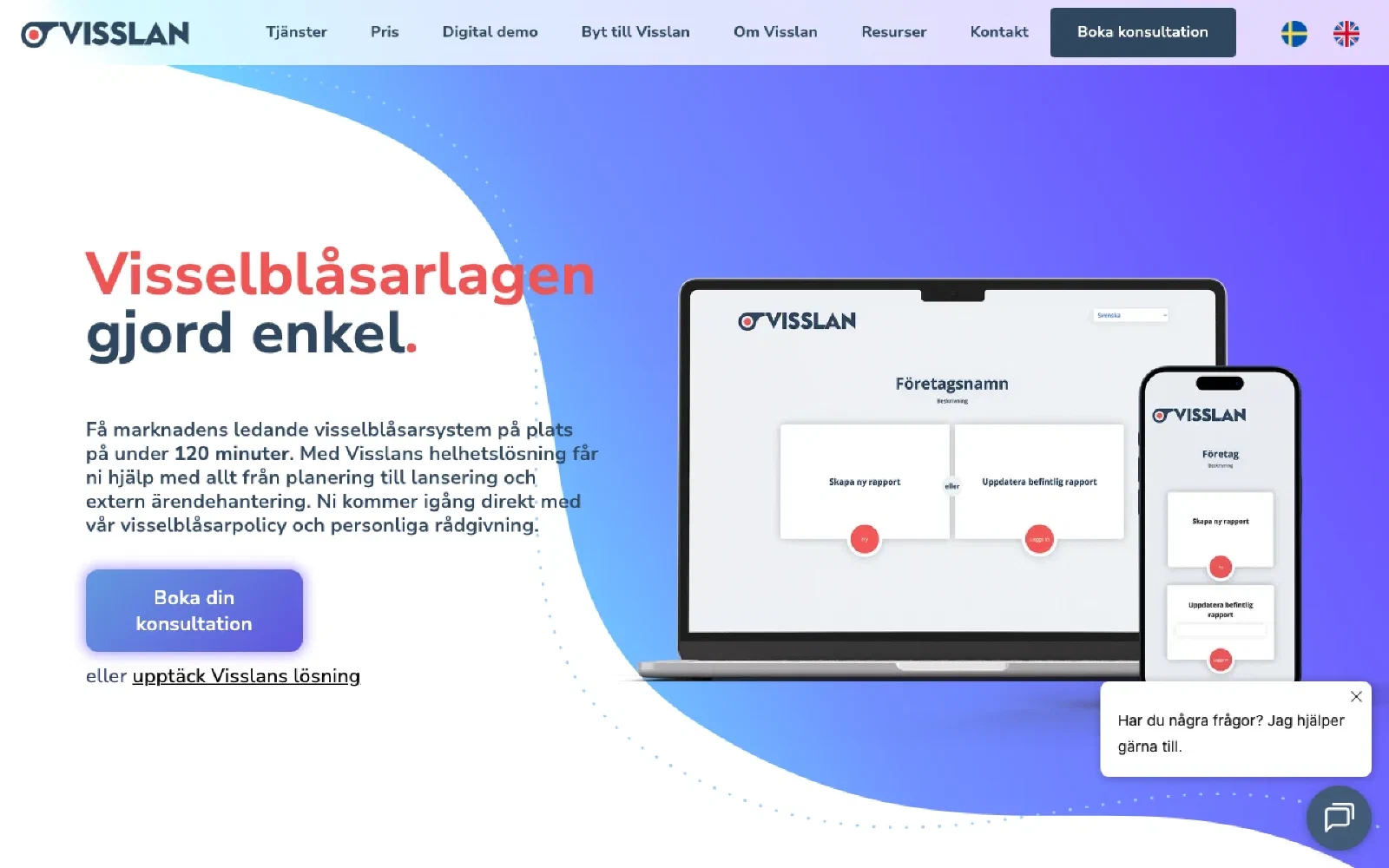 Visslan homepage screenshot