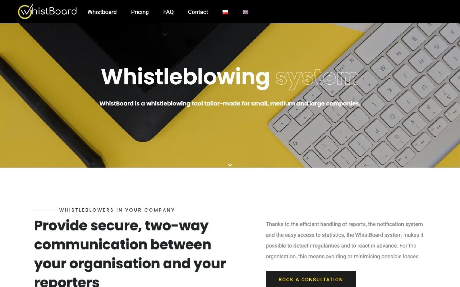 WhistBoard homepage screenshot